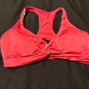 Women's Red Twist Front Sports Bra